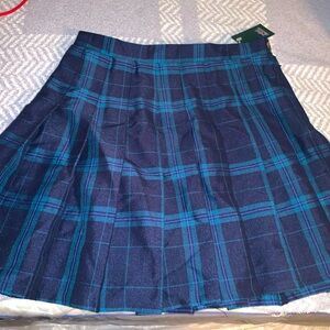 Blue & Green Plaid Pleated School Girl Skirt- New w/Tags